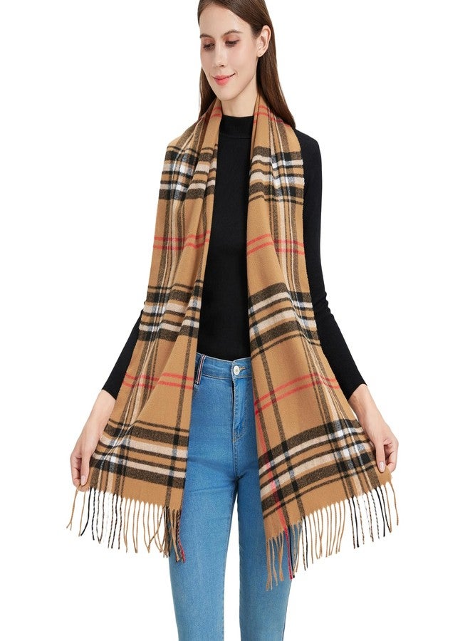 Nonakgado Camel Plaid Scarf-Winter Soft Classic Plaid Tartan Checkered Scarves for Women and Men(Style 34) - Image 2